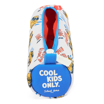 Estuche Escolar infantil blanco naranja motivo Coches inscripción Cool Kids Only Hello Hossy