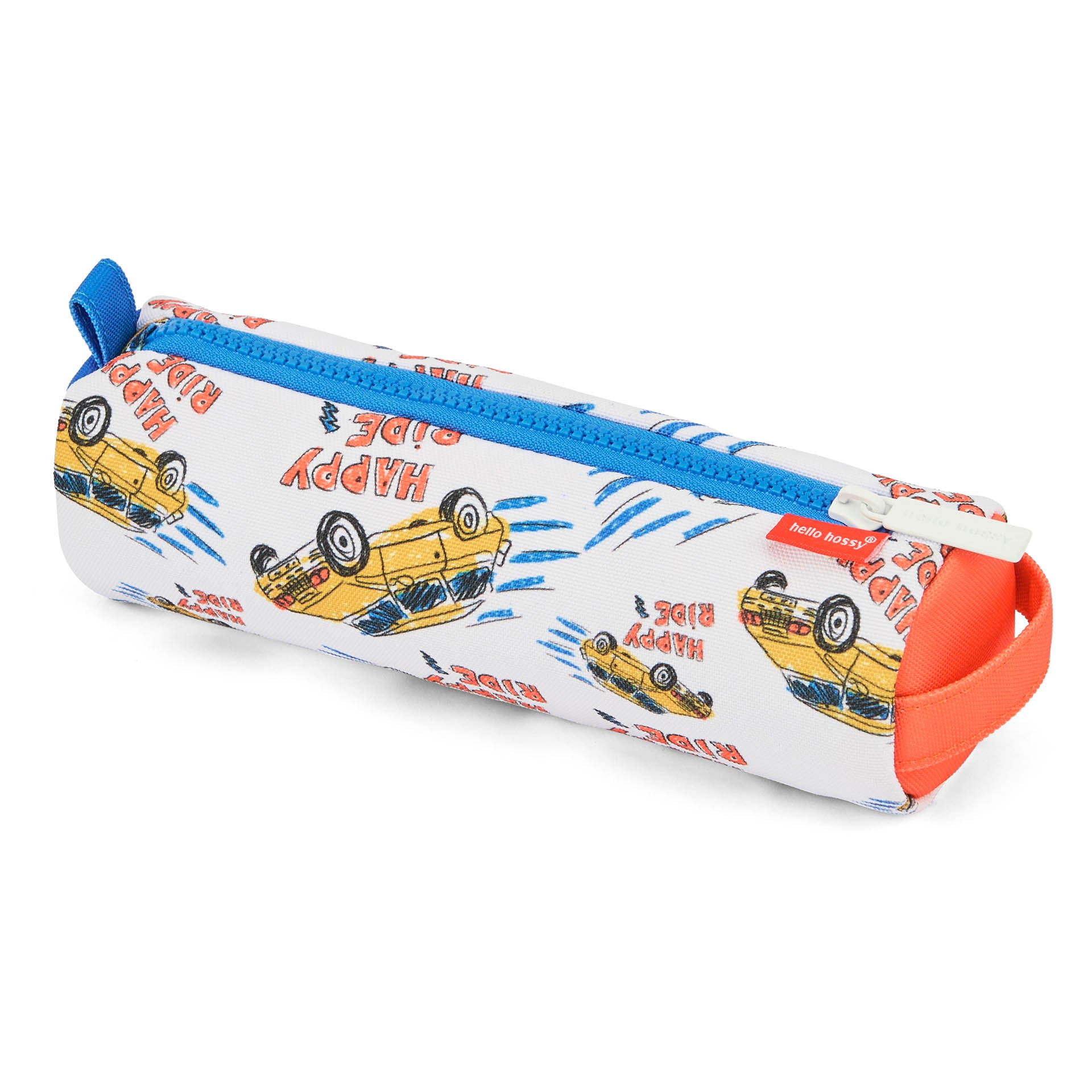 Estuche Escolar infantil blanco motivo Coches cierre azul Hello Hossy