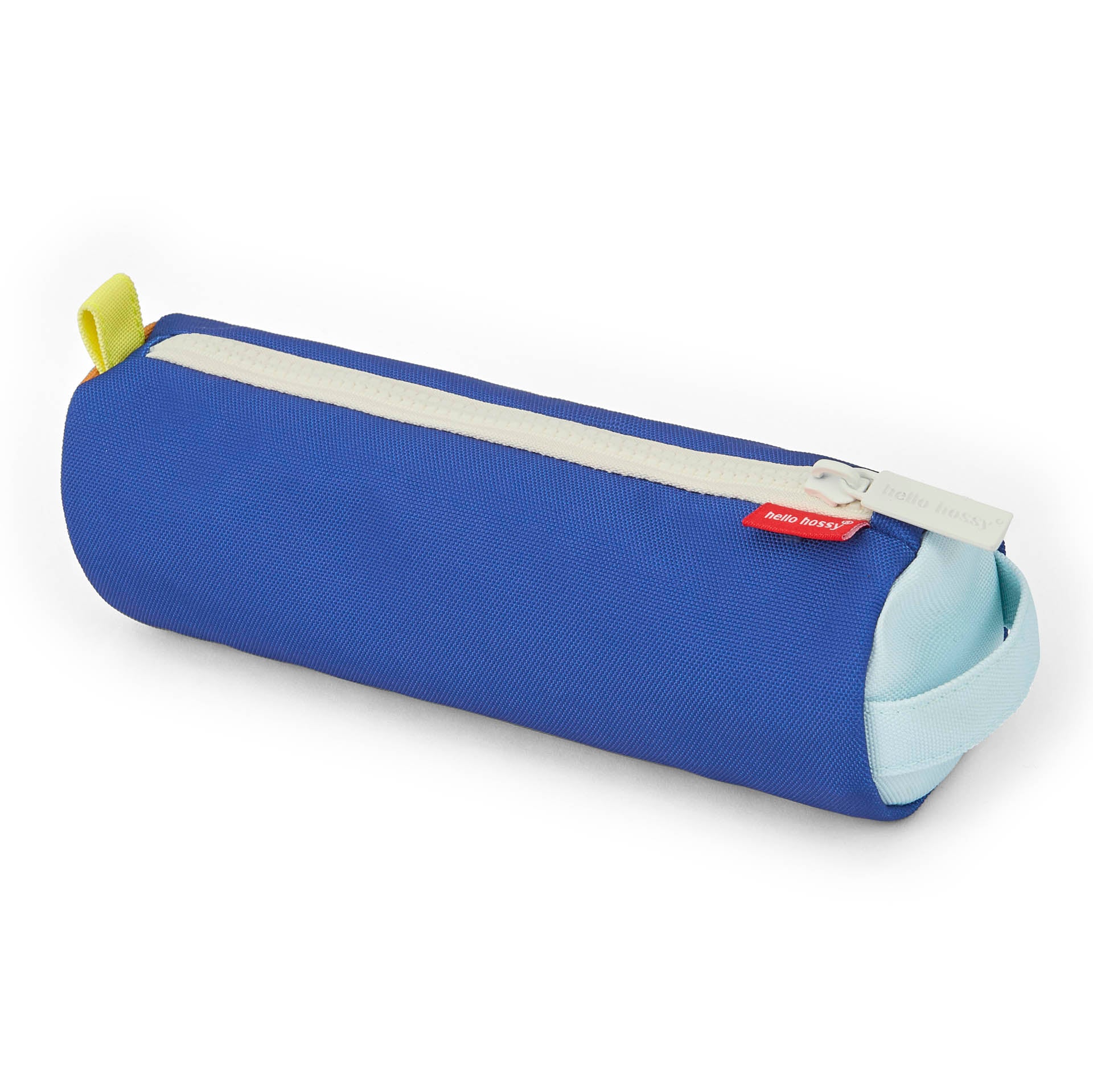 Estuche Escolar infantil azul claro y azul oscuro asa Amarilla Hello Hossy