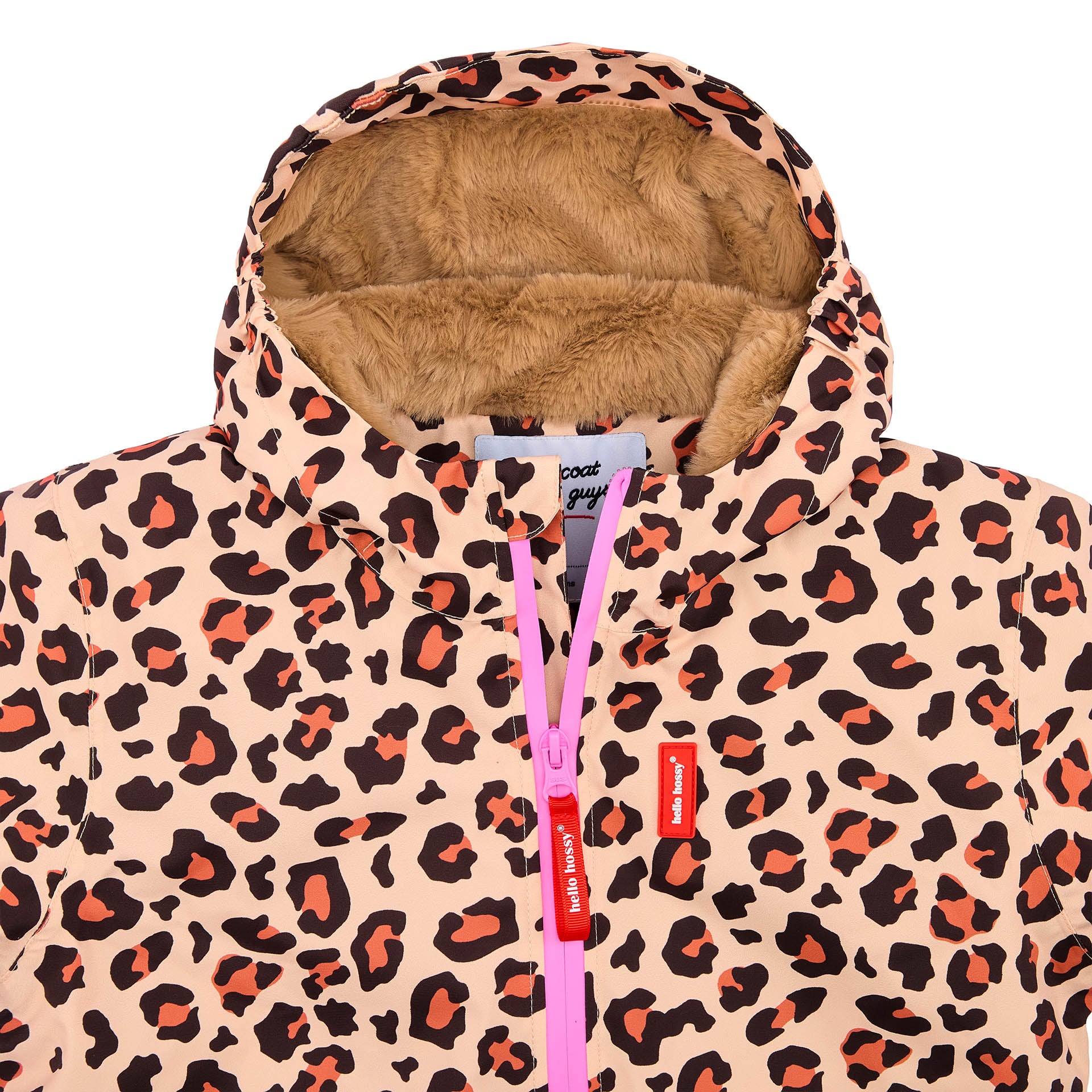 Chaqueta de invierno infantil con estampado leopard marrón y forro de pelo sintético Hello Hossy