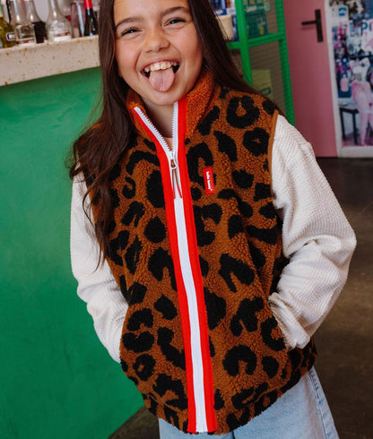 Tejido polar sin mangas Leopard