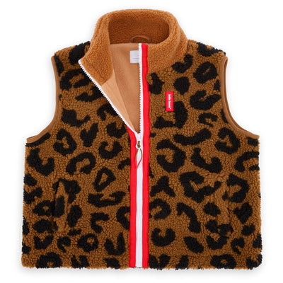 Tejido polar sin mangas Leopard