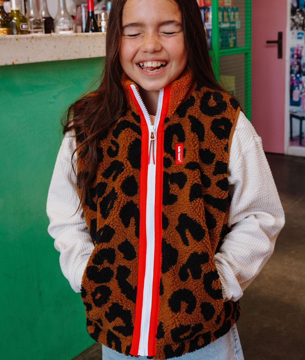 Tejido polar sin mangas Leopard