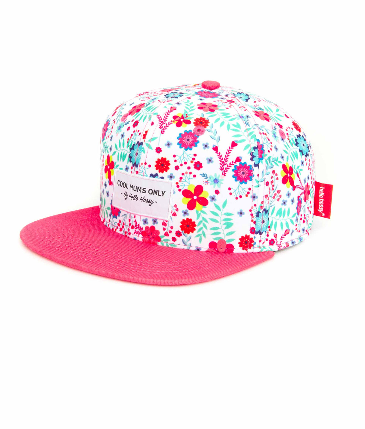 Gorra infantil estampado de flores blanco rosa visera plana Hello Hossy